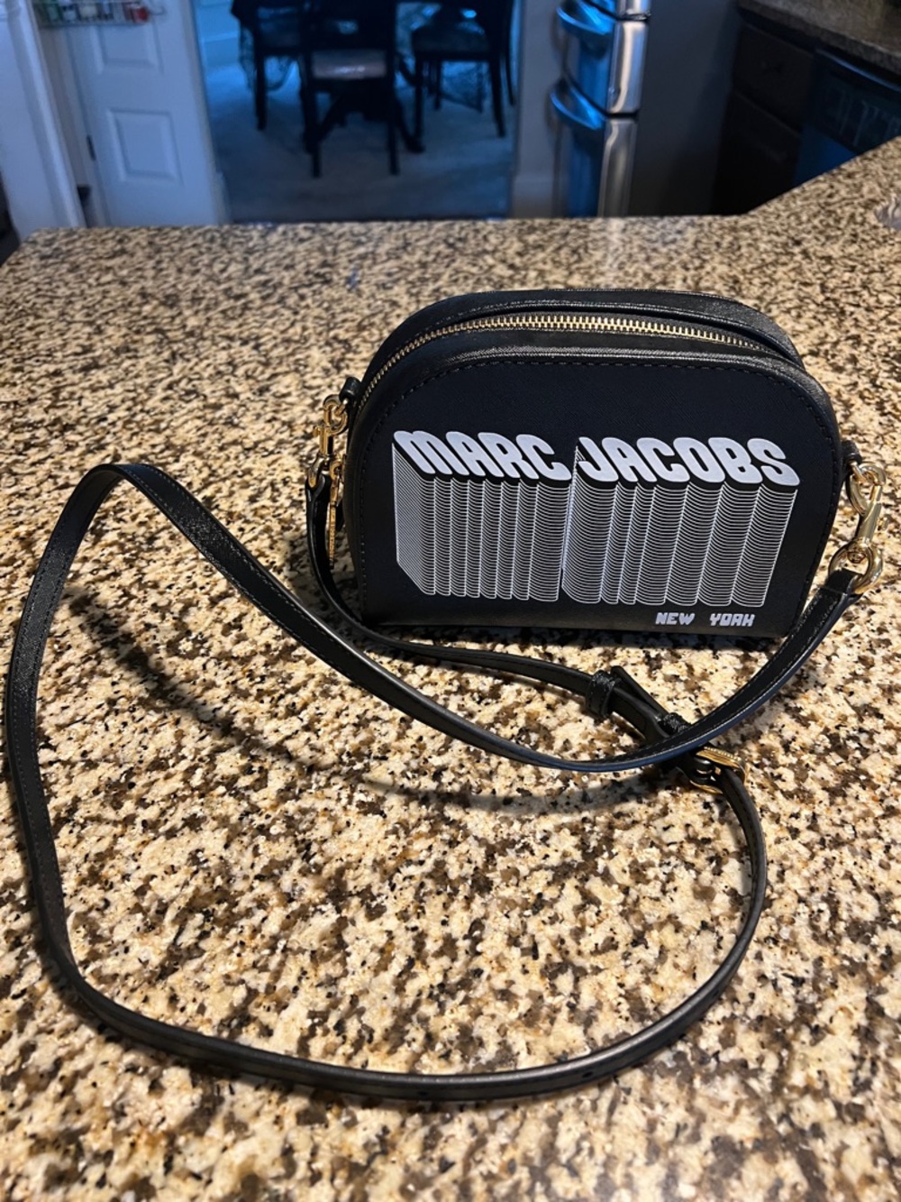 Marc Jacobs Black Crossbody Bag with White Logo